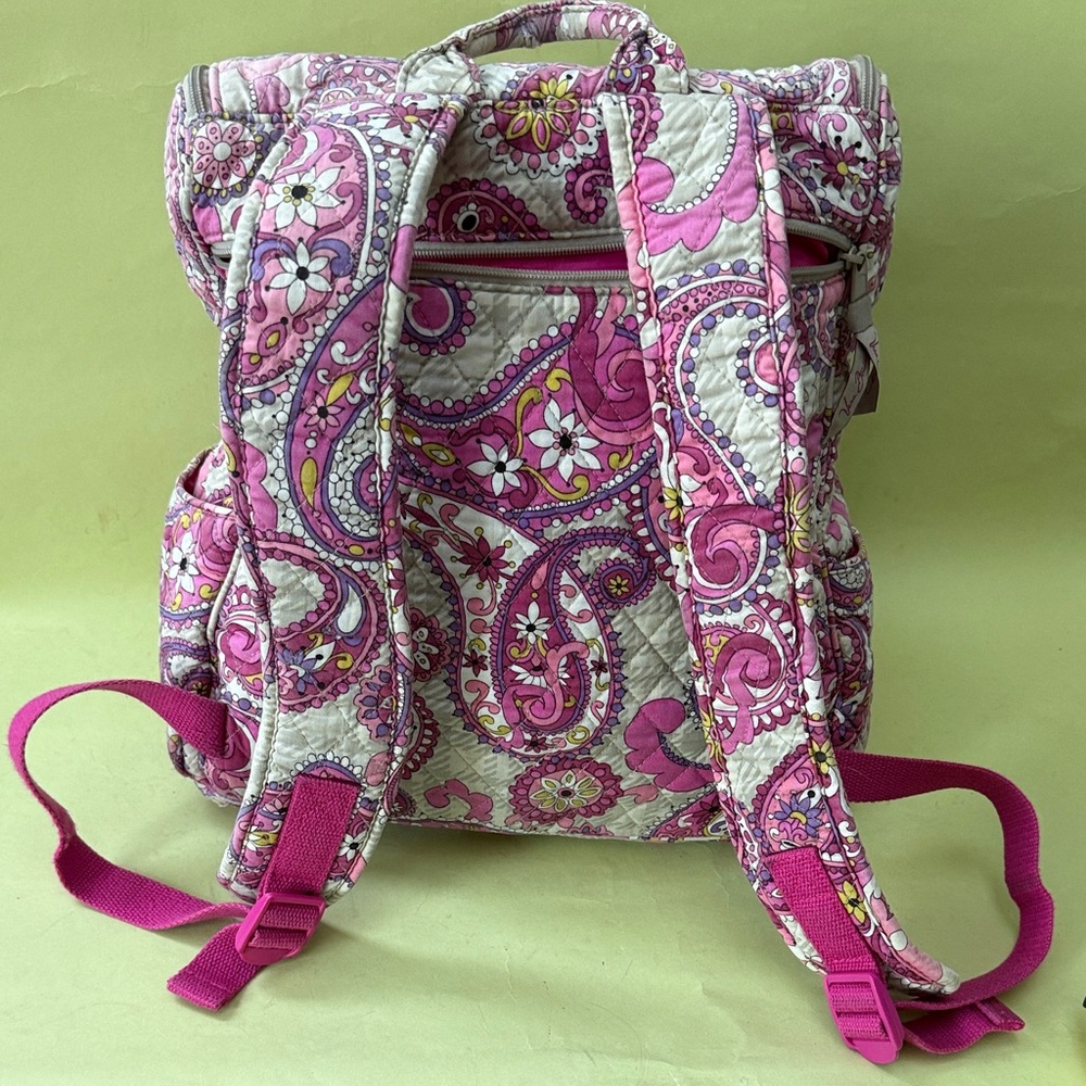 Vera Bradley Pink and Purple Paisley Large Backpack - Picture 9 of 15
